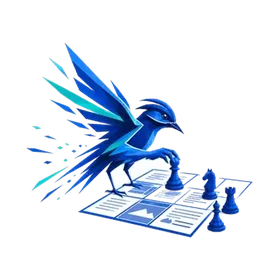 Een vogel bij een schaakbord