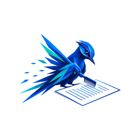 A bird combing through a text