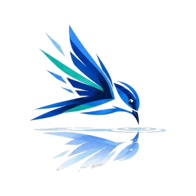 A bird looking at its reflection in the water