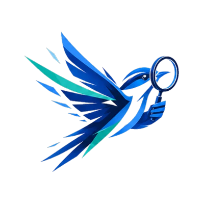 A bird with a magnifying glass